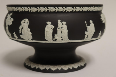 Wedgwood Black Basalt Pedestal Bowl & Vase