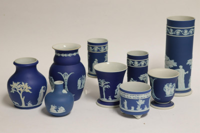 9 Wedgwood Blue Jasper Dip Vases