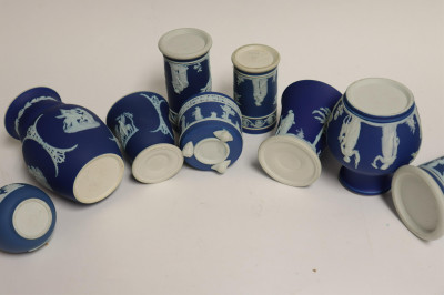 9 Wedgwood Blue Jasper Dip Vases