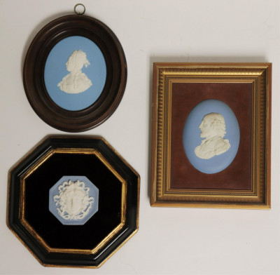3 Small Wedgwood Blue Cameos/Medallions