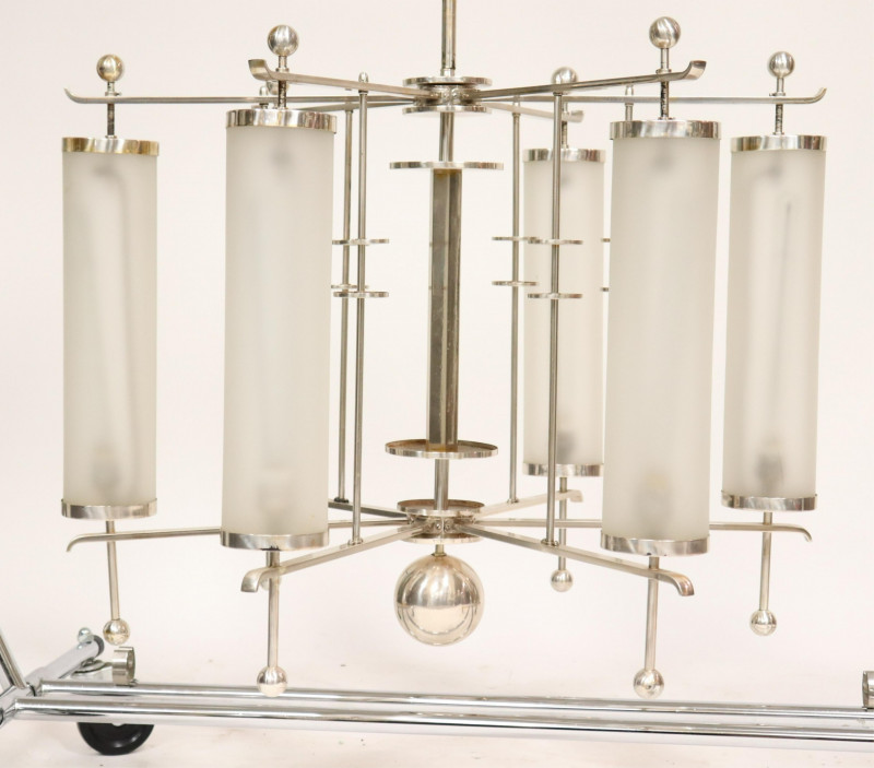 Large Art Deco Frosted Glass Chandelier