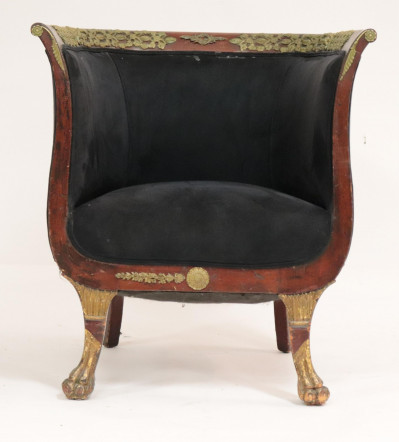 Image for Lot Empire Parcel-Gilt Mahogany Tub Chair