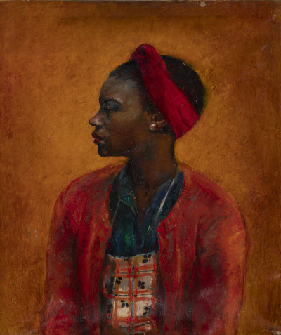 Image for Lot Clara Klinghoffer - Woman with a Red Cloth in her Hair