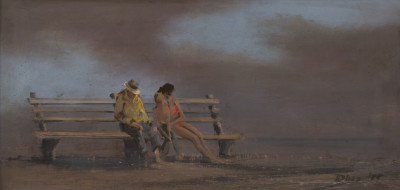 Image for Lot Robert Bliss - Bench by the beach