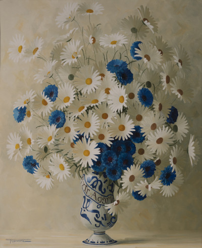 Image for Lot Elizabeth Rouviere - Untitled (Blue and white flowers)