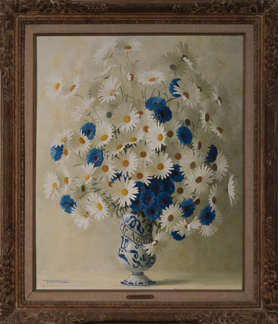 Elizabeth Rouviere - Untitled (Blue and white flowers)