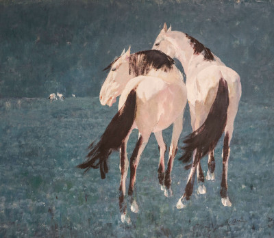 Ricardo Arenys Galdon - White Stallions on Blue
