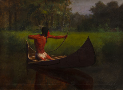 Image for Lot Artist Unknown - Untitled (Native American in canoe)