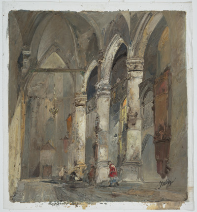 Jan de Vogel - Cathedral Interior with Monk