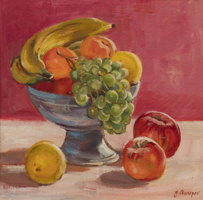 Image for Lot George Cherepov - Group, two (2) still life with fruit, still life with bouquet