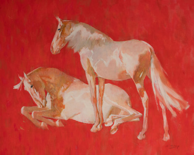 Image for Lot Ricardo Arenys Galdon - White Stallions on Red II
