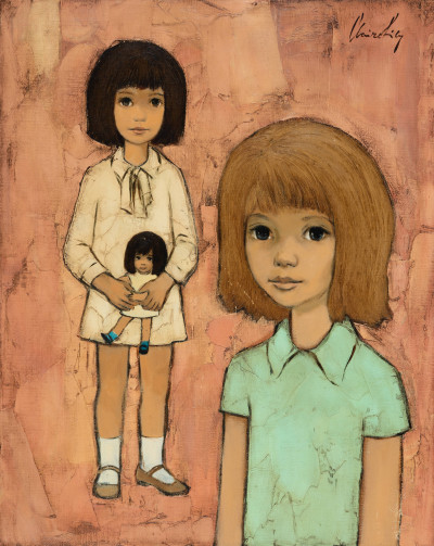 Image for Lot Claire Lier - Two Girls on Pink with Doll