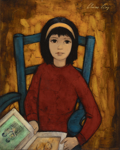 Claire Lier - Girl with Book on Chair