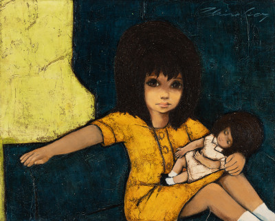 Claire Lier - Girl on Green with Doll