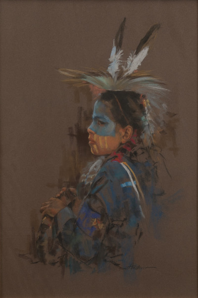 Image for Lot Troy Anderson (attributed) - Untitled (Portrait of a young Native American)