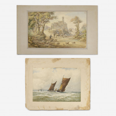 Image for Lot Various Artists - Group, two (2) Castle and sailing scene