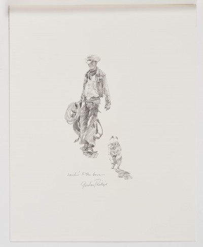 Gordon Phillips - Group, four (4) sketches of cowboys with lassos