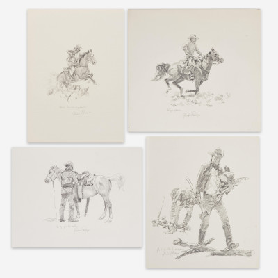 Image for Lot Gordon Phillips - Group, four (4) cowboy sketches