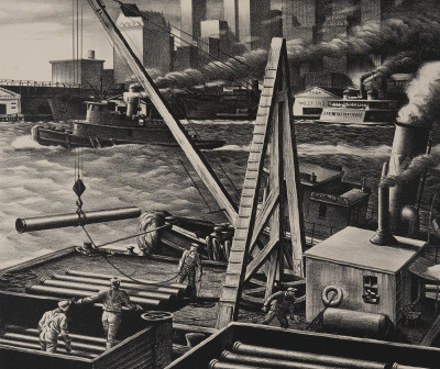 Image for Lot Edward Arthur Wilson - Untitled (Shipping yard)
