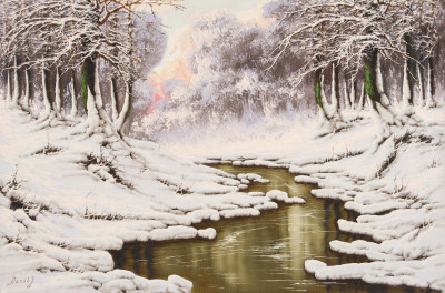 Image for Lot Josef Dande - Sunset Snow Stream