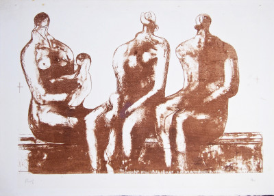 Image for Lot Henry Moore - Three Seated Figures With Children