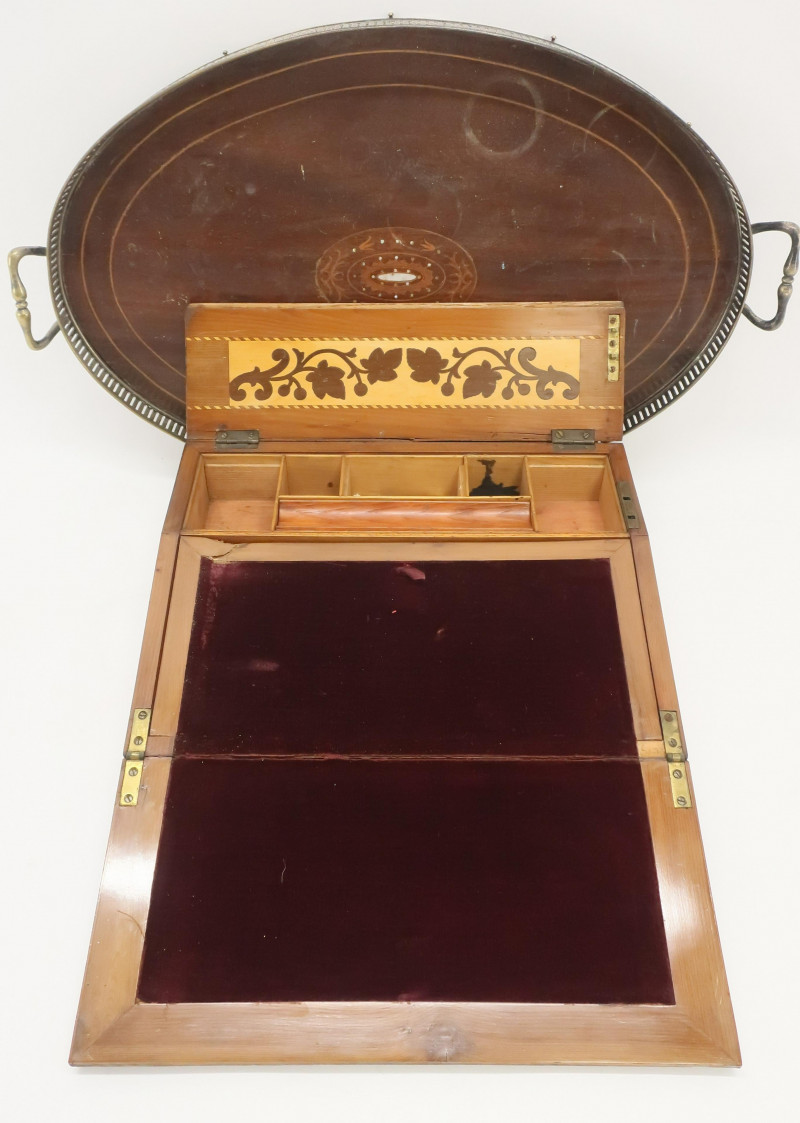 Dutch Lap Desk, 19th C. & Edwardian Tray
