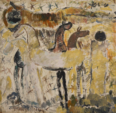 Image for Lot Purvis Young - Untitled (Composition with horses)