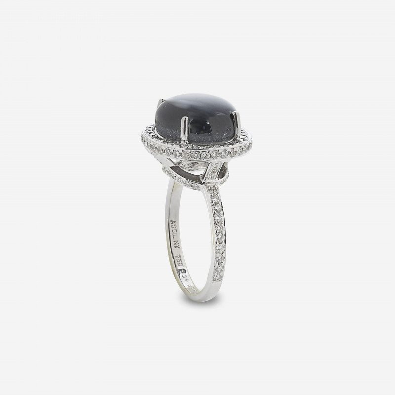 Black Star Sapphire &amp; Diamond Ring, Assil NY