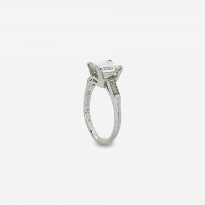 1.82 Carat Vintage Princess Cut Diamond Ring