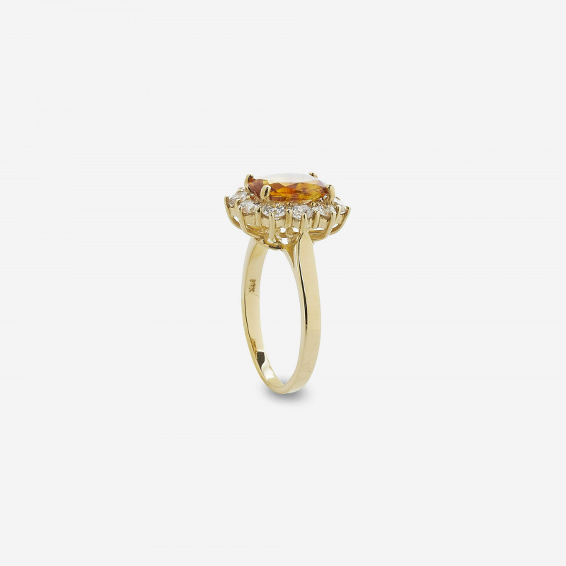 Golden Ceylon Sapphire and Diamond Ring