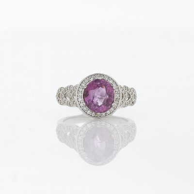 Image for Lot 3.07 ct Pink Sapphire &amp; Diamond Ring
