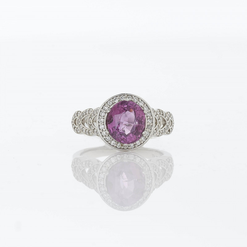 3.07 ct Pink Sapphire &amp; Diamond Ring