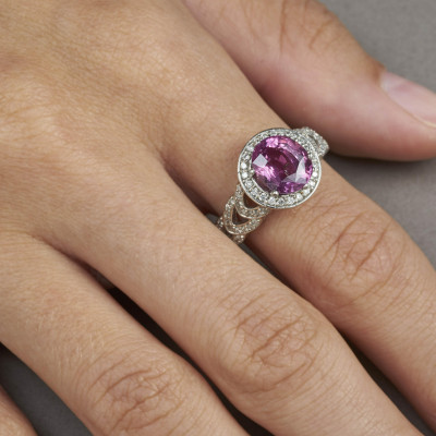 3.07 ct Pink Sapphire &amp; Diamond Ring
