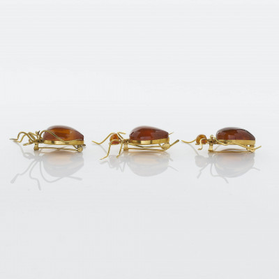Image for Lot Set of Three Amber &amp; Gold Ants
