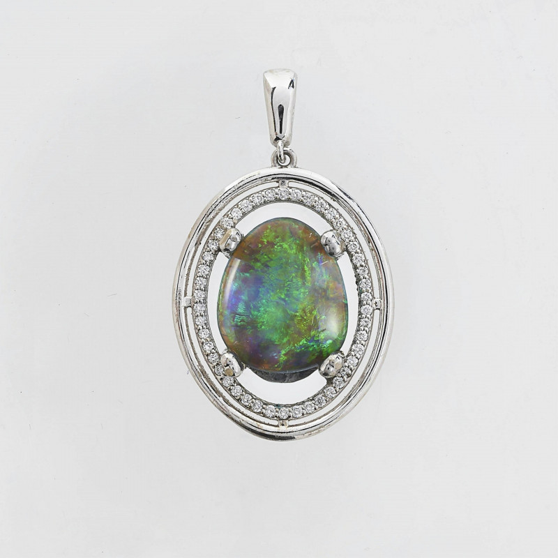 Opal &amp; Diamond Pendant