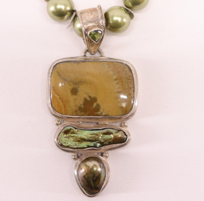 Image for Lot Canyon Jasper and Mother of Pearl Pendant