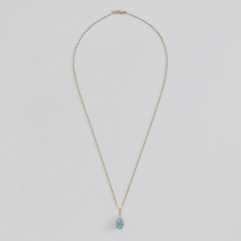 Opal &amp; Diamond Pendant Necklace