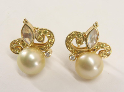 Image for Lot Paula Crevoshay 18k Pearl Earrings