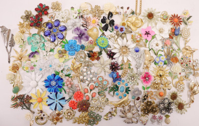 Image for Lot Large Group of Vintage Flower Costume Jewelry