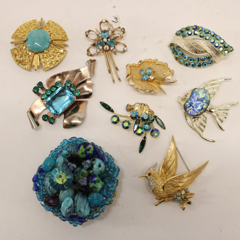 Group of Vintage Green &amp; Teal Costume Jewelry