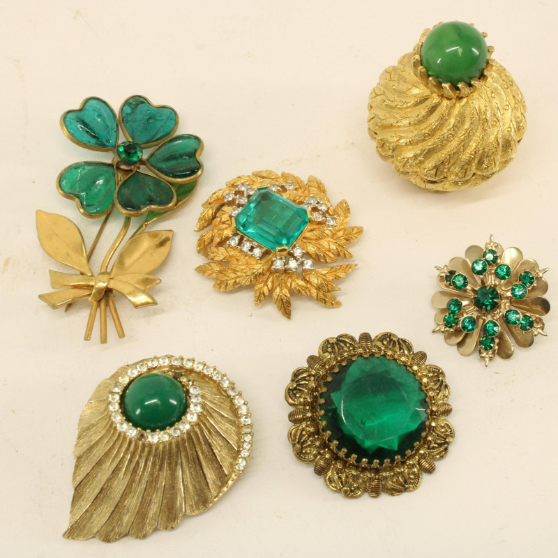 Group of Vintage Green &amp; Teal Costume Jewelry