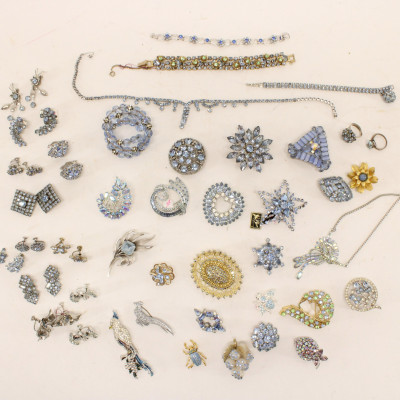 Image for Lot Large Group of Vintage Blue Costume Jewelry