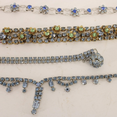 Large Group of Vintage Blue Costume Jewelry
