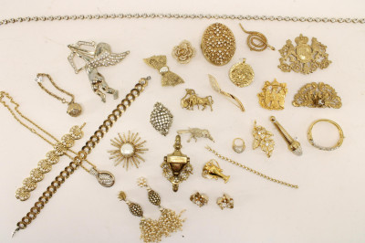 Image for Lot Large Group of Gold Tone Costume Jewelry