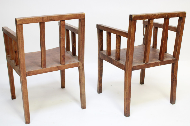 Pair Arts &amp; Crafts Cherry Open Armchairs