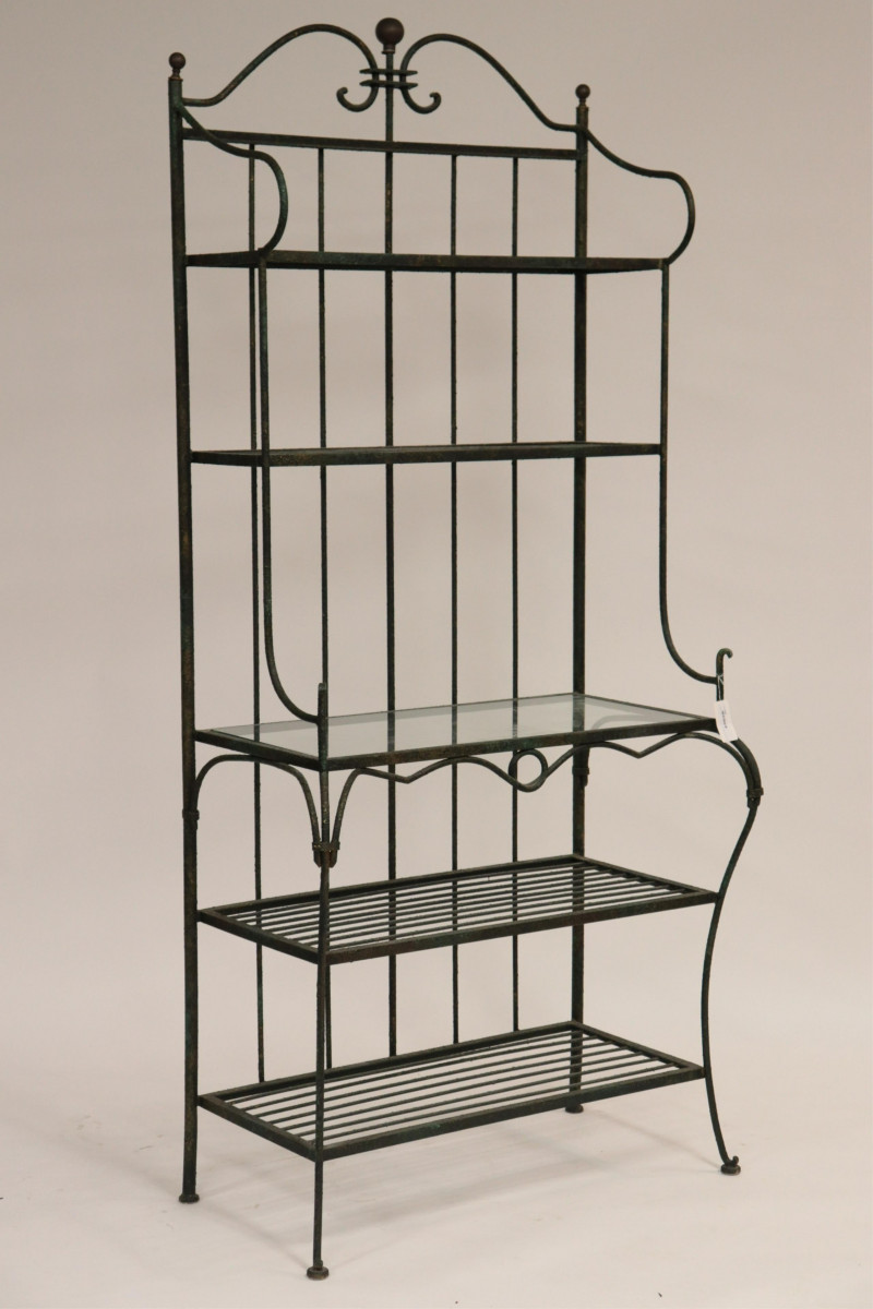 French Provincial Style Painted Iron Baker's Rack
