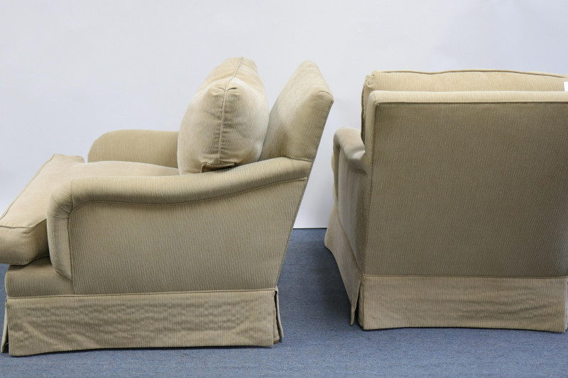 Pair Contemporary Club Chairs, Near New Upholstery