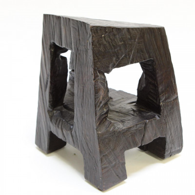 Modernist Carved Hardwood Footstool