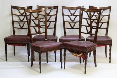 Set 6 Mid Century Italian Mahogany Dining Chairs