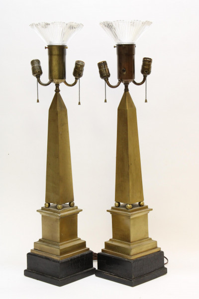 Pair of Marbro Oblisk Form Lamps